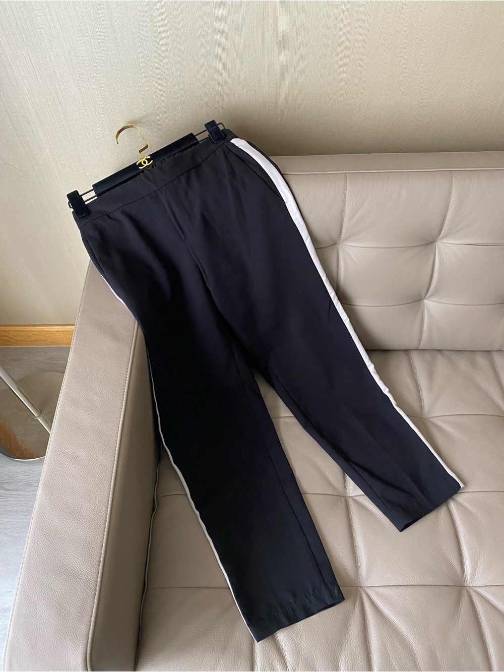 Old Navy Black Pants with White Side Stripe - Women